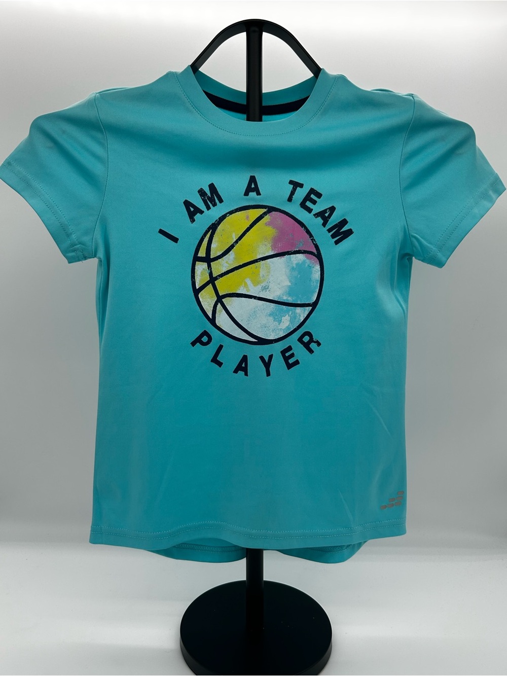 bcg Turquoise Short-Sleeve Tee with Multicolor Basketball Graphic Size S (7)